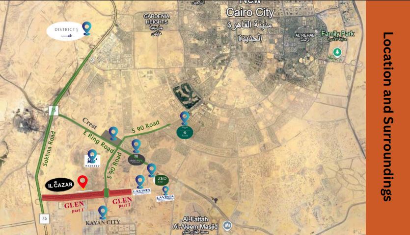 مشروع جلين IL Cazar | مشروعات التجمع السادس 4 خريطة منطقة التجمع-جلين-Glen 6th Settlement